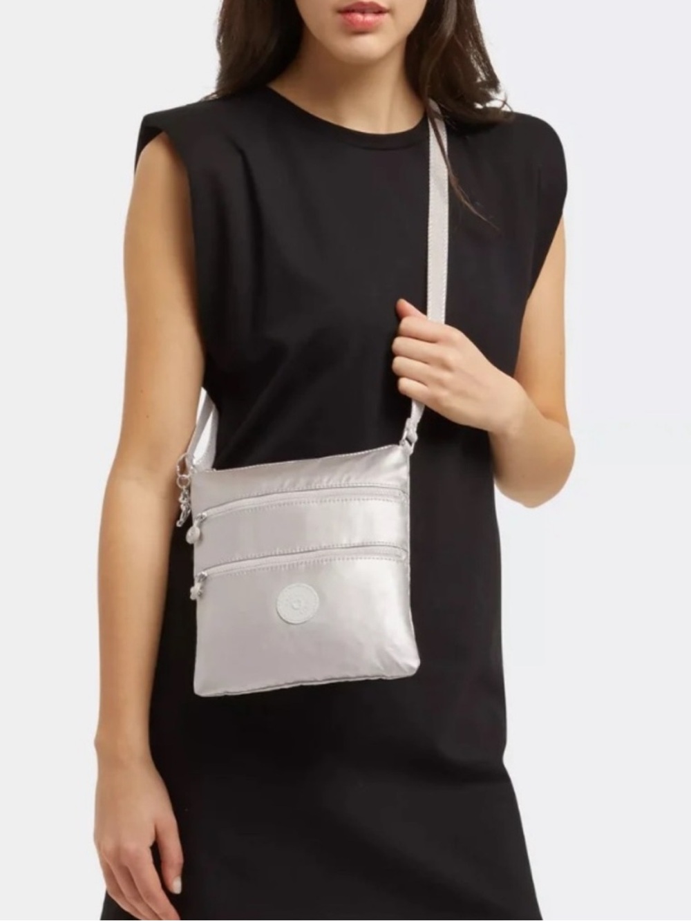 Kipling Keiko Platinum Metallic Crossbody Bag NWT